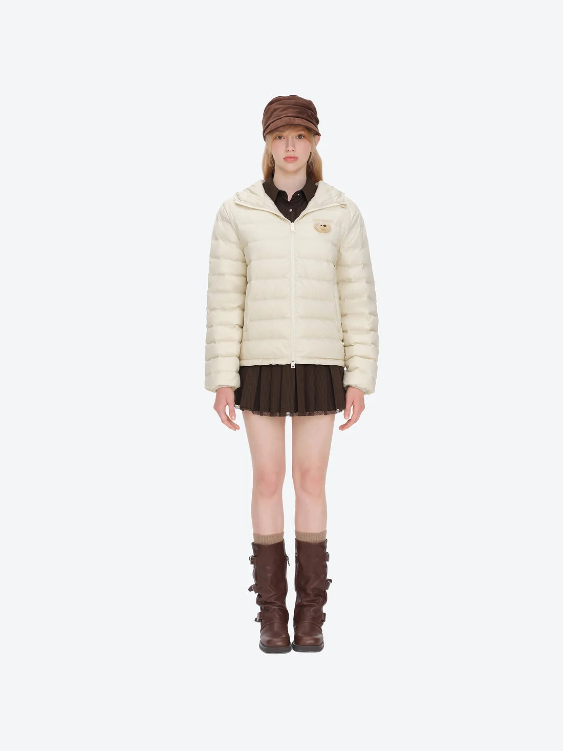 13DE MARZO Doozoo Quilted Down Jacket Beige