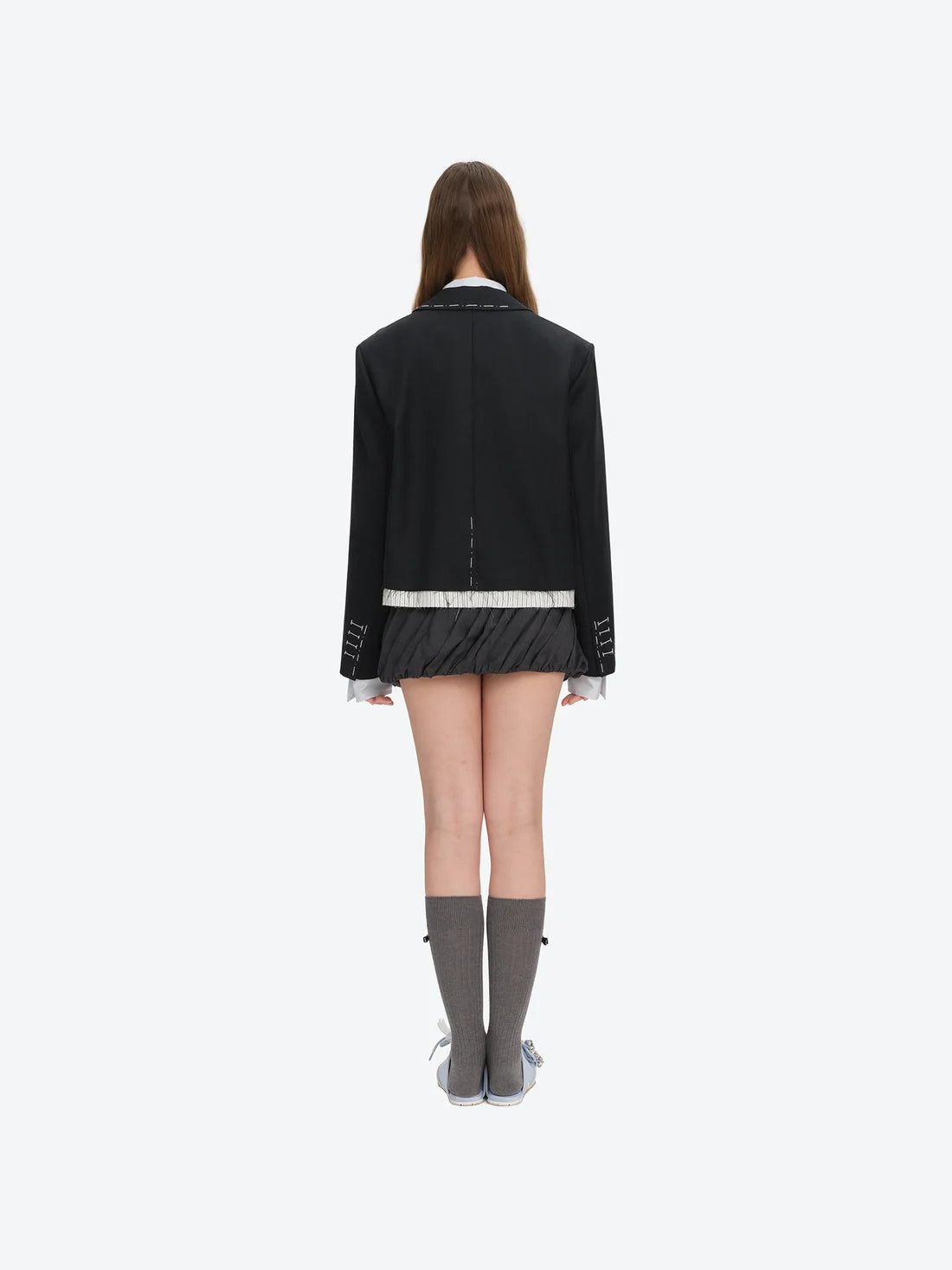 13DE MARZO Jump Wire & Badge Crop Blazer