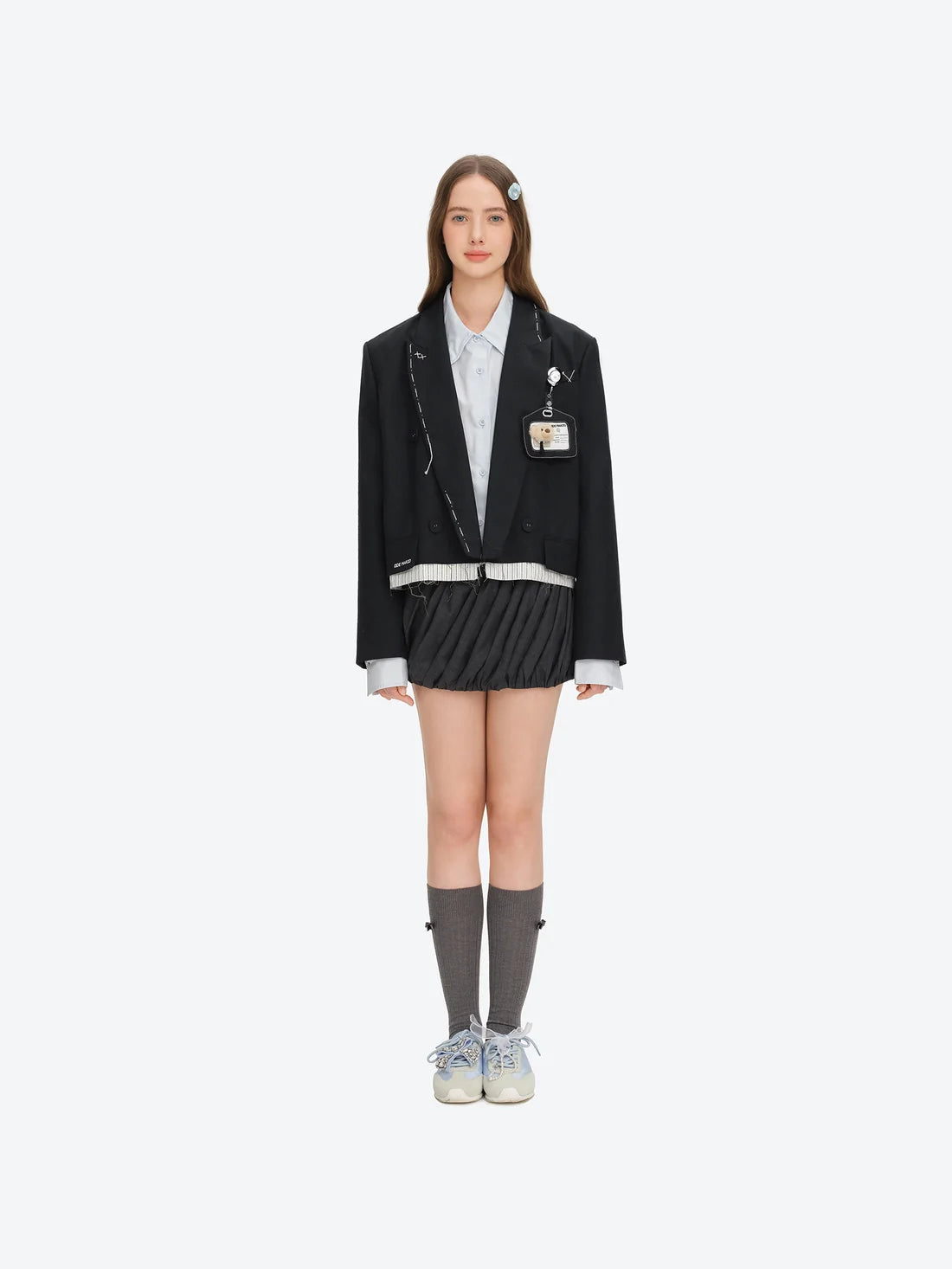 13DE MARZO Jump Wire & Badge Crop Blazer