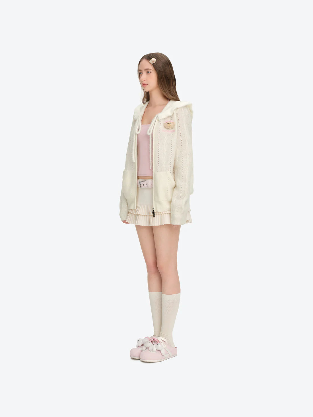 13DE MARZO Plush Bear Mules Pink