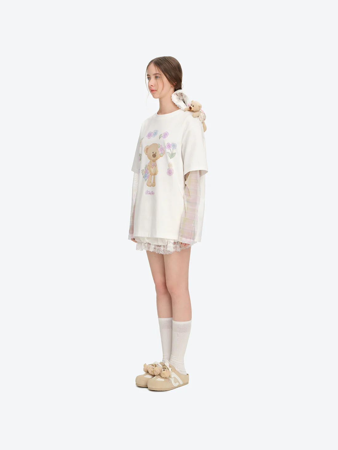 13DE MARZO Plush Bear Mules Sand