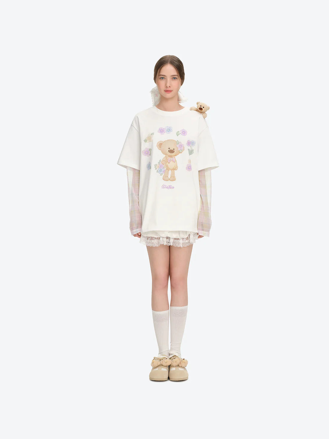 13DE MARZO Plush Bear Mules Sand