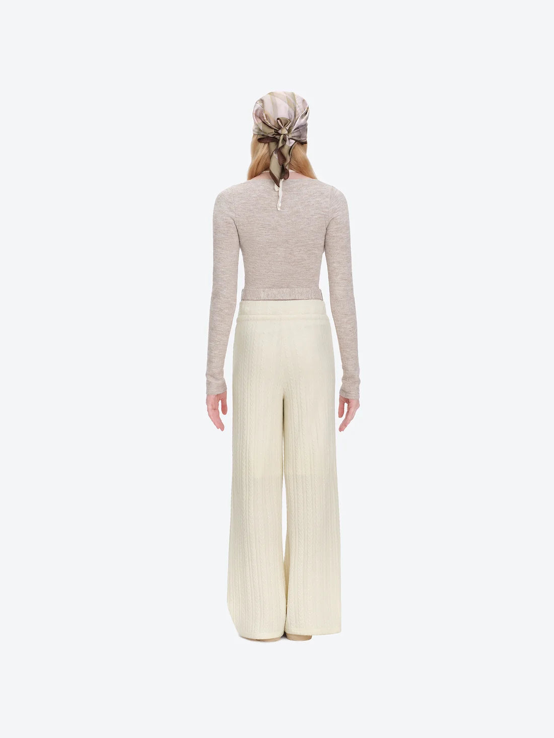 13DE MARZO Mini Bear Knit Trousers Beige