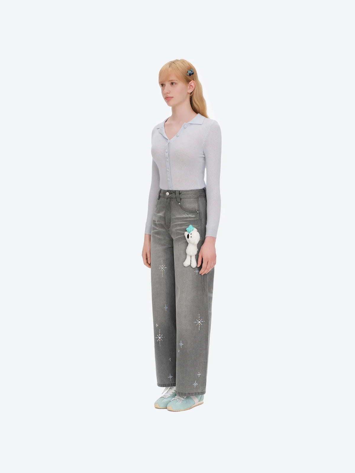 13DE MARZO Luminous Bear Star Jeans Grey
