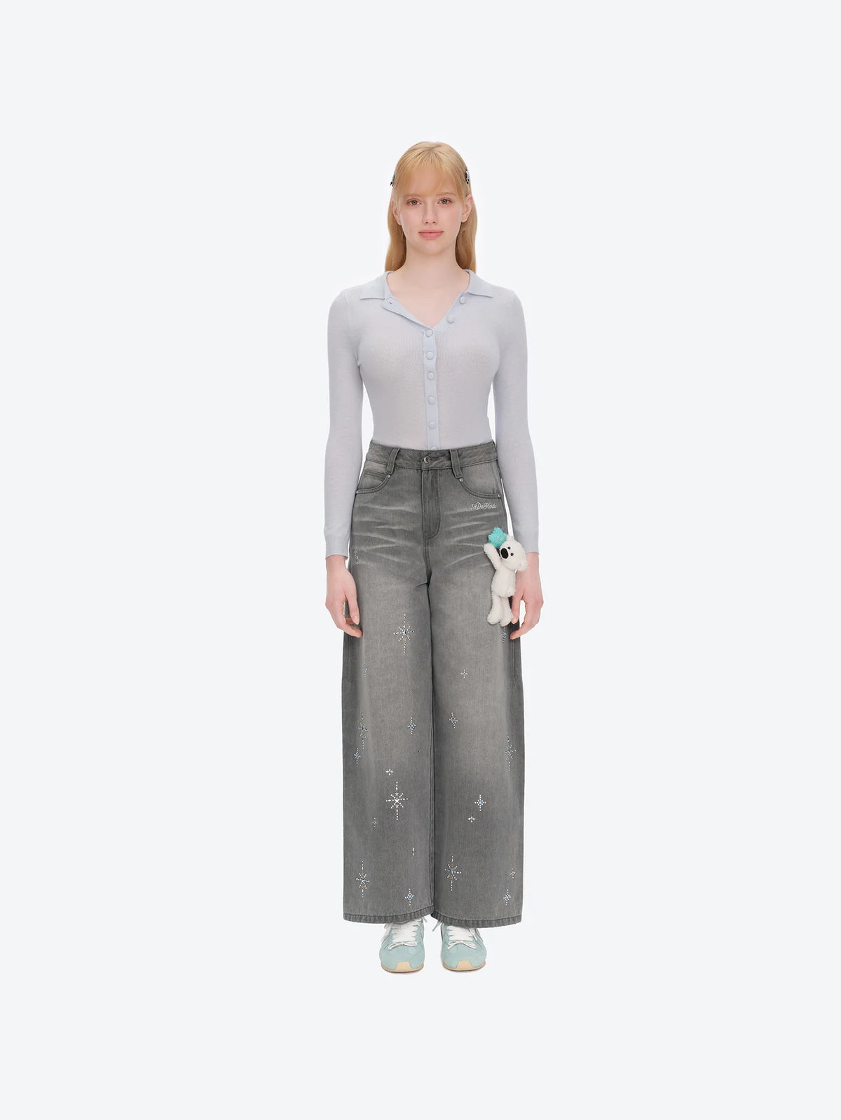 13DE MARZO Luminous Bear Star Jeans Grey