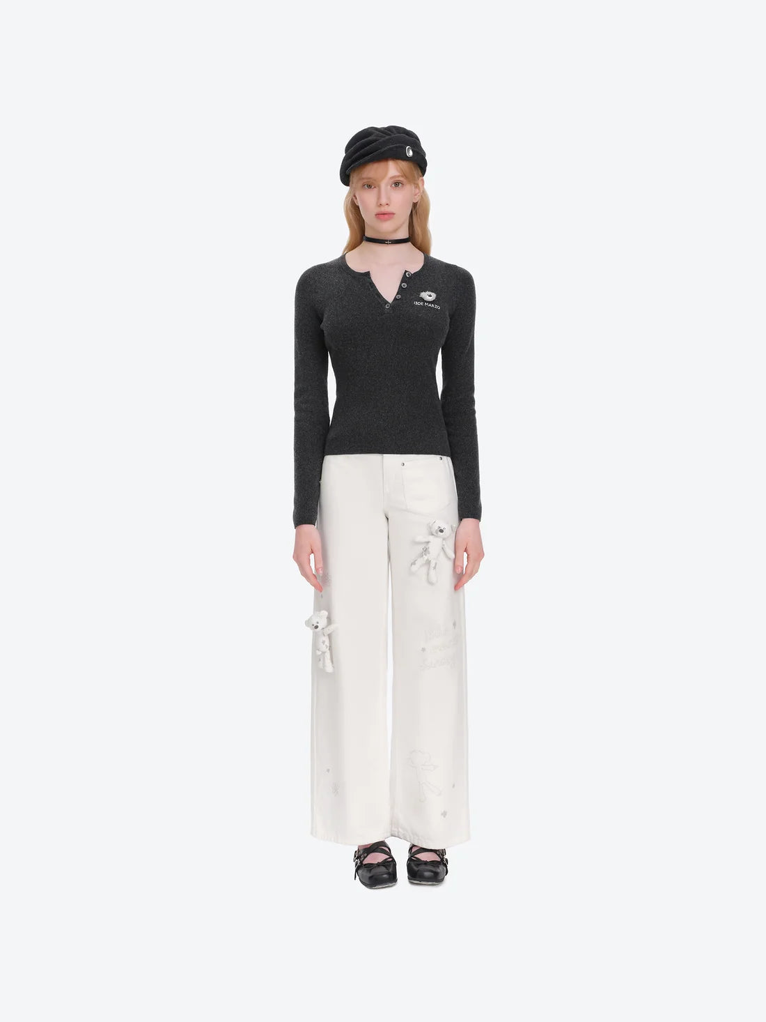 13DE MARZO Doozoo Knit Undershirt  Black
