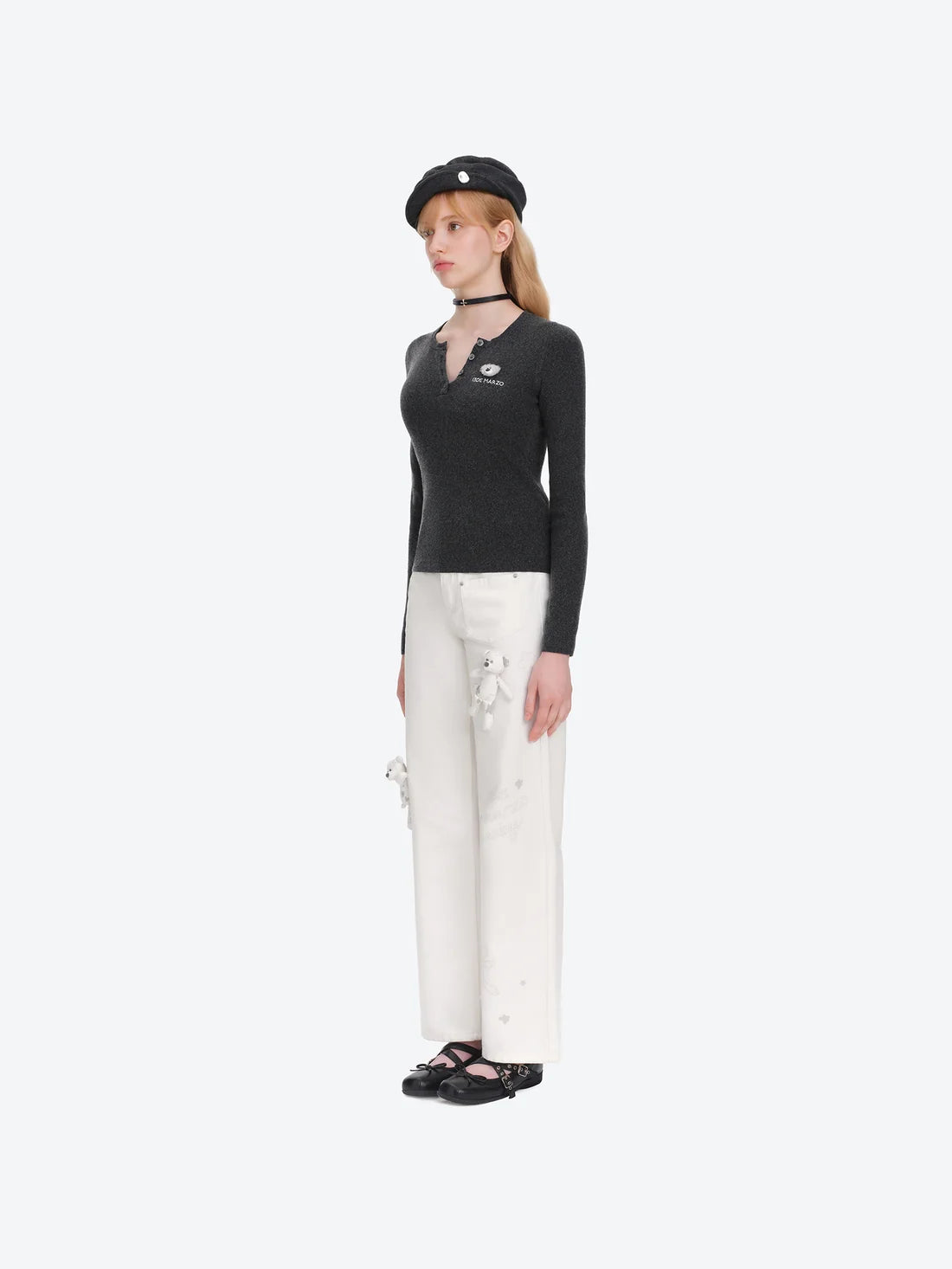 13DE MARZO Doozoo Knit Undershirt  Black