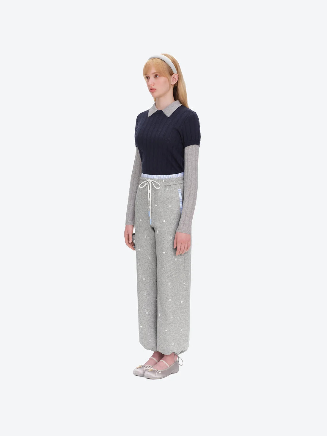 13DE MARZO Patchwork Polka Dot Sweatpants