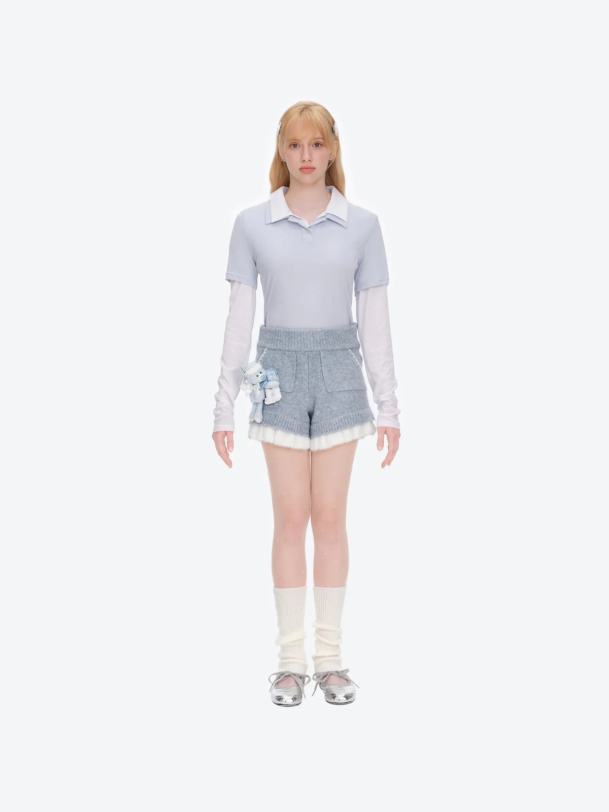 13DE MARZO Nighty Night Bear Knit Lace Shorts
