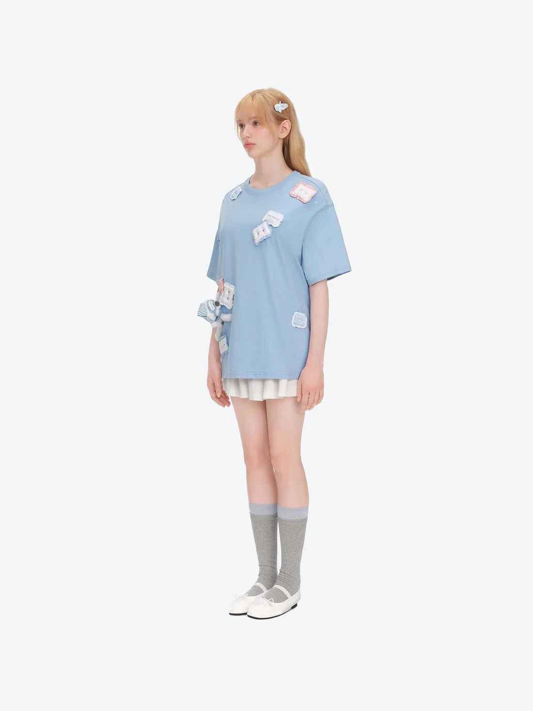 13DE MARZO Nighty Night Bear Pillow Oversized T-shirt Blue