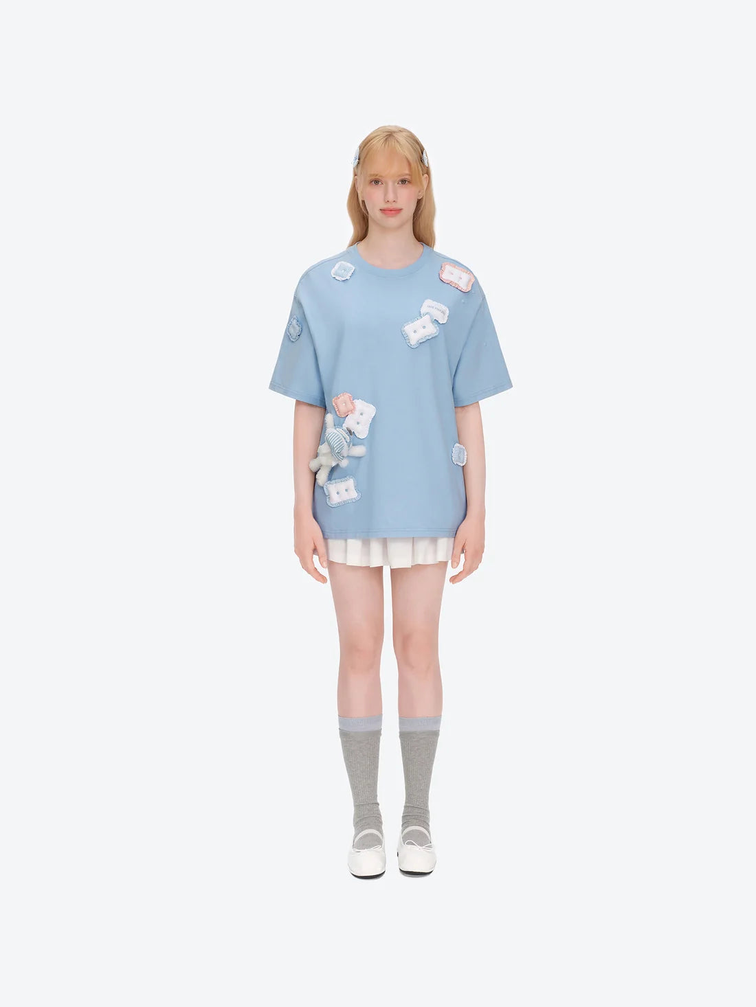 13DE MARZO Nighty Night Bear Pillow Oversized T-shirt Blue