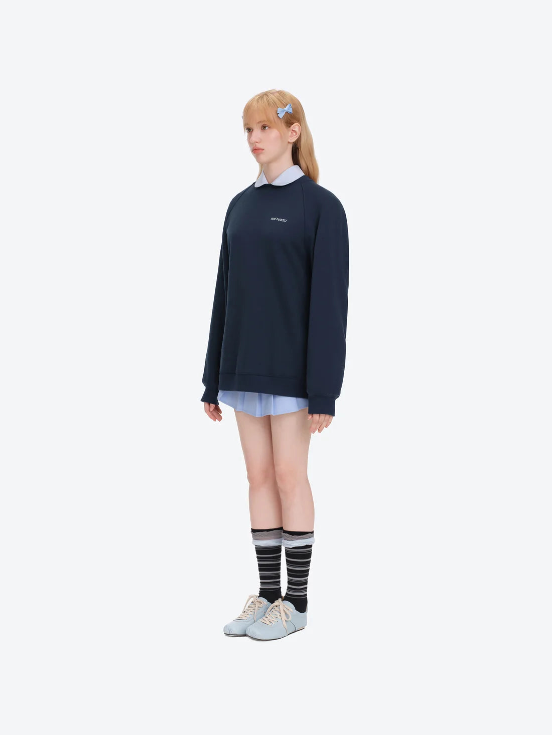 13DE MARZO Big Bear Crewneck Raglan Sweatshirt Blue