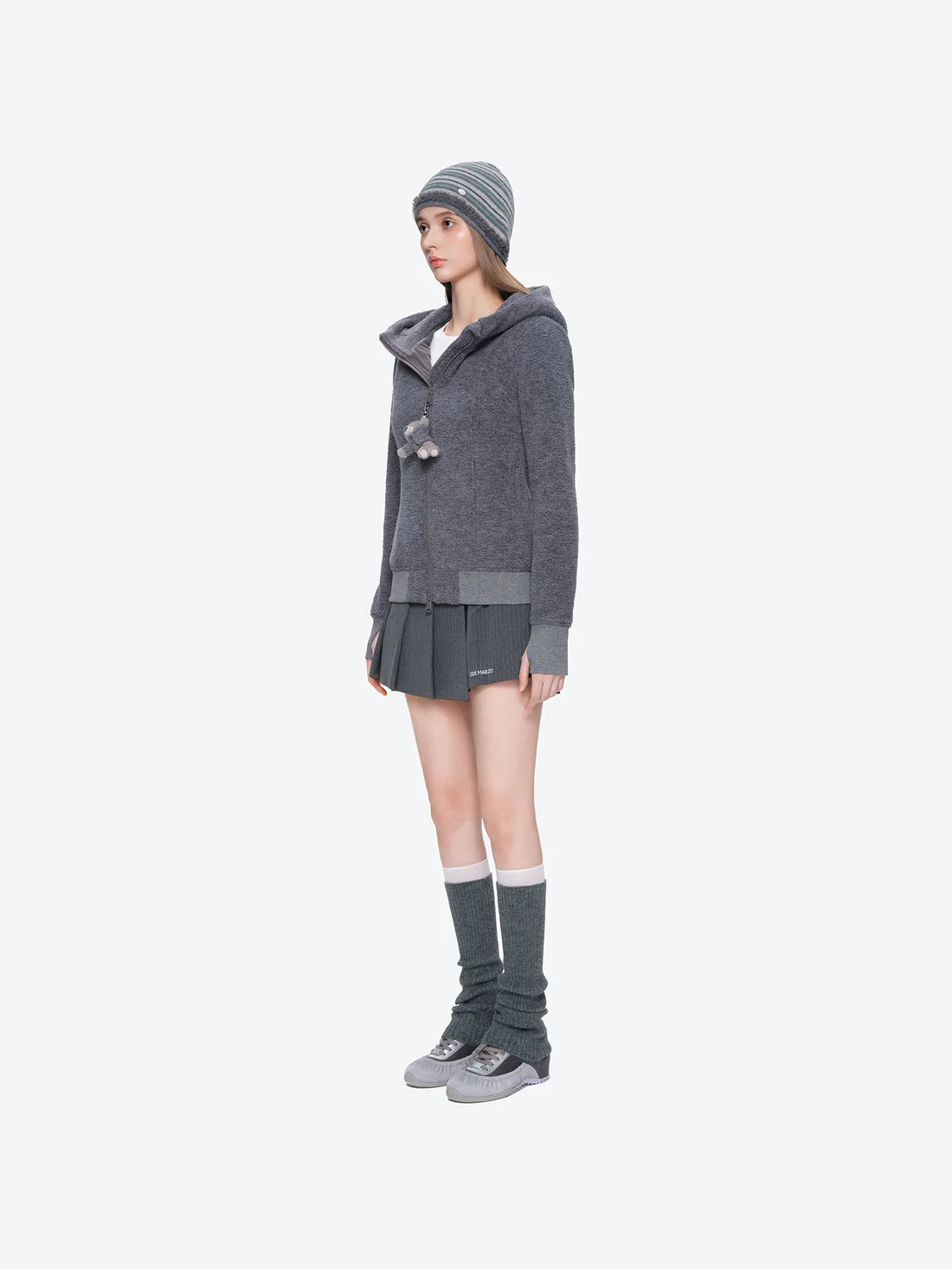 13DE MARZO Slim Fit Fleece Hoodie Dark Grey