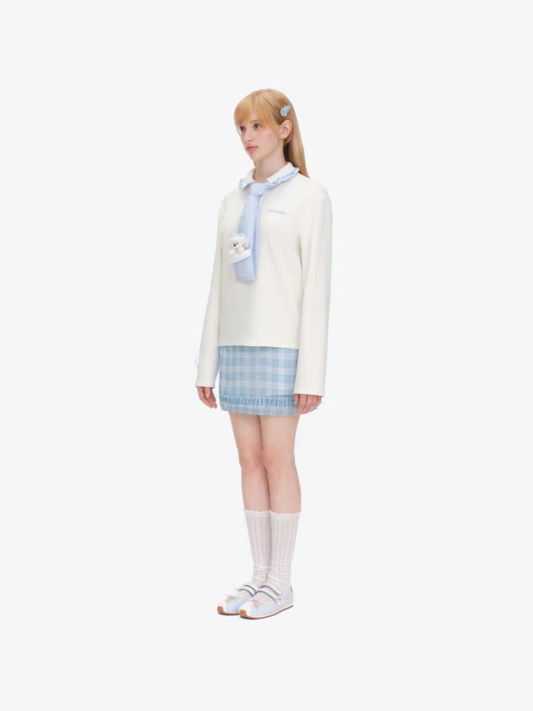 13DE MARZO Nighty Night Bear Long-Sleeve Polo White