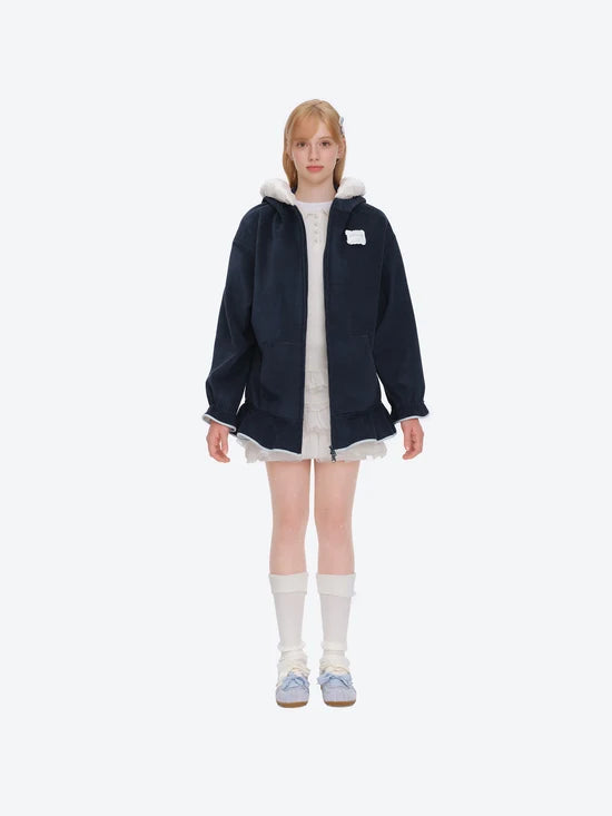 13DE MARZO Nighty Night Bear Lace Hoodie Navy Blue