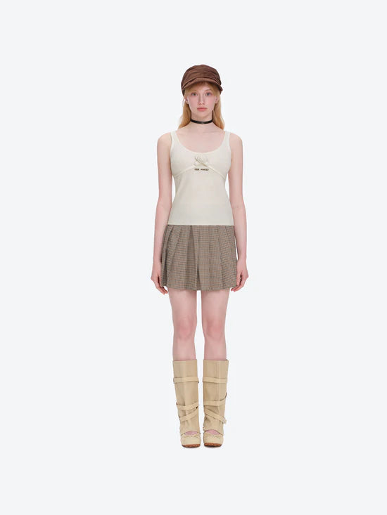 13DE MARZO Mini Bear Sequin Camisole  Beige