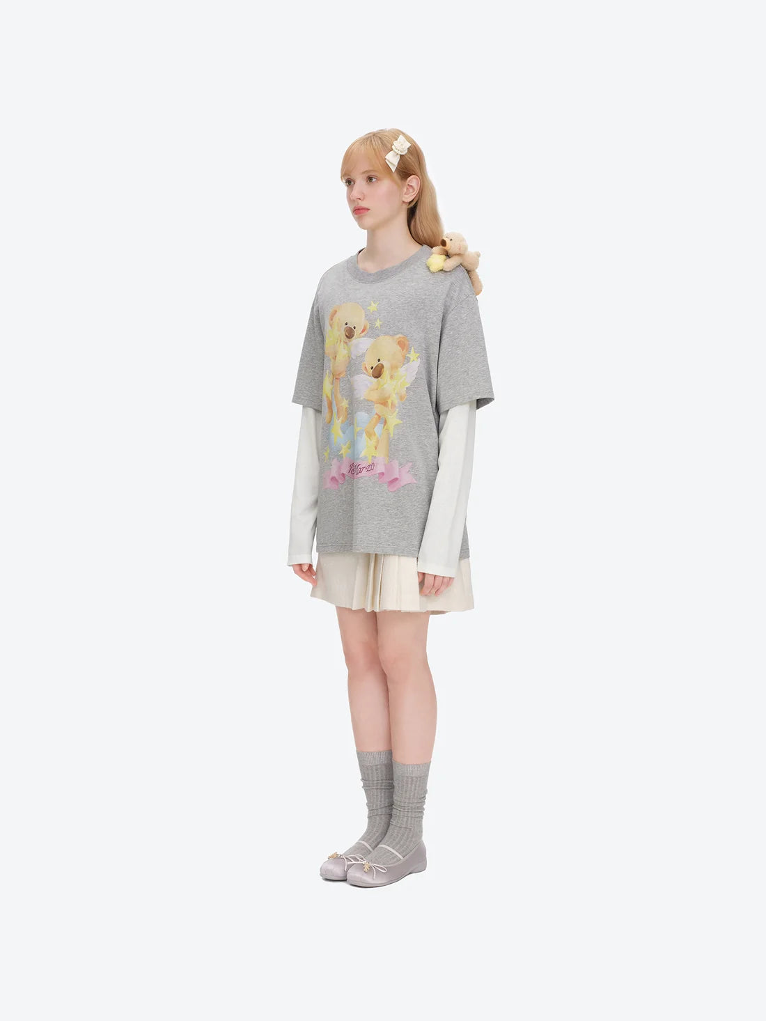 13DE MARZO Luminous Bear Sketch T-shirt Grey