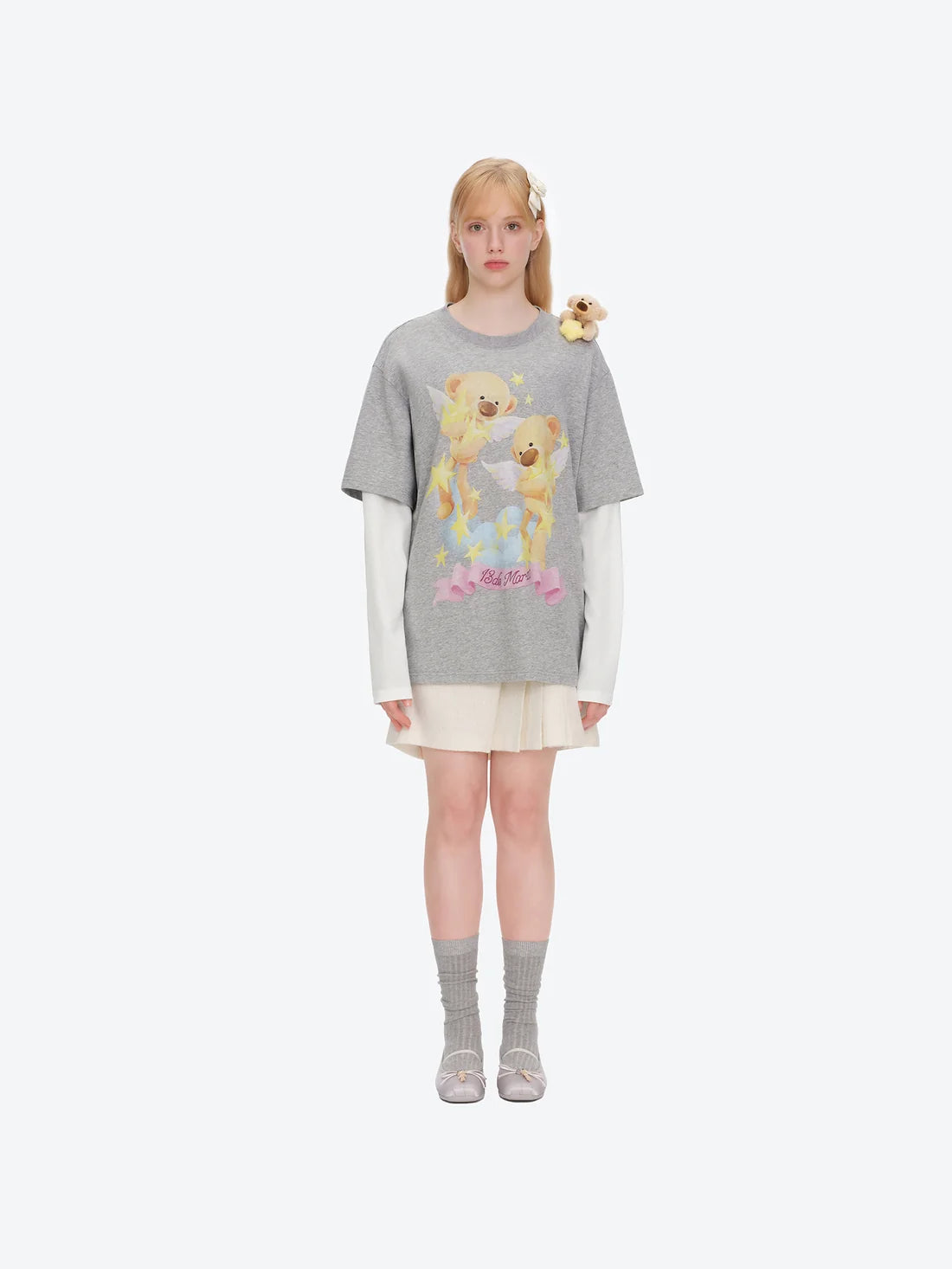 13DE MARZO Luminous Bear Sketch T-shirt Grey