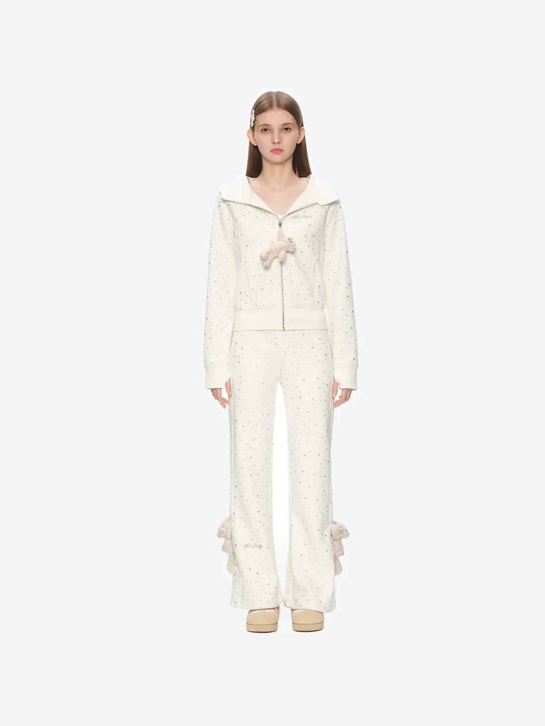 13DE MARZO Galaxy Spark Slim Fit Hoodie Beige