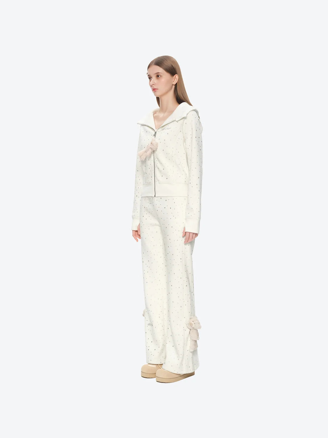 13DE MARZO Galaxy Spark Slim Fit Hoodie Beige