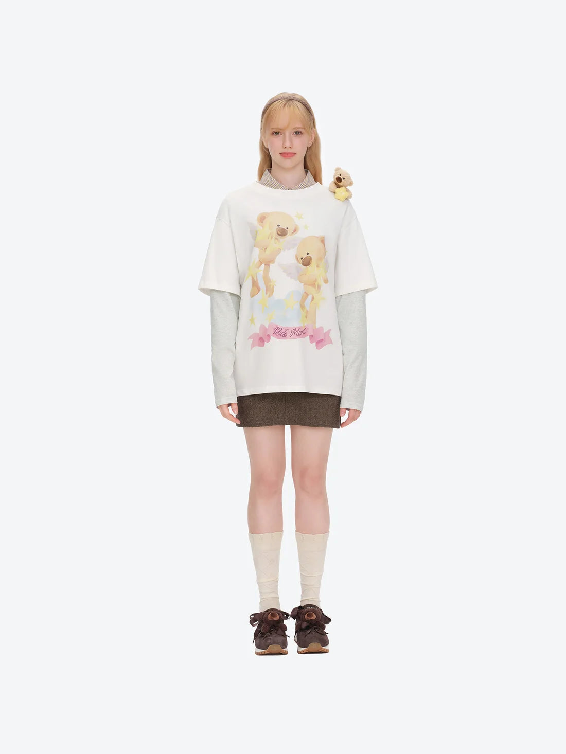 13DE MARZO Luminous Bear Sketch T-shirt White