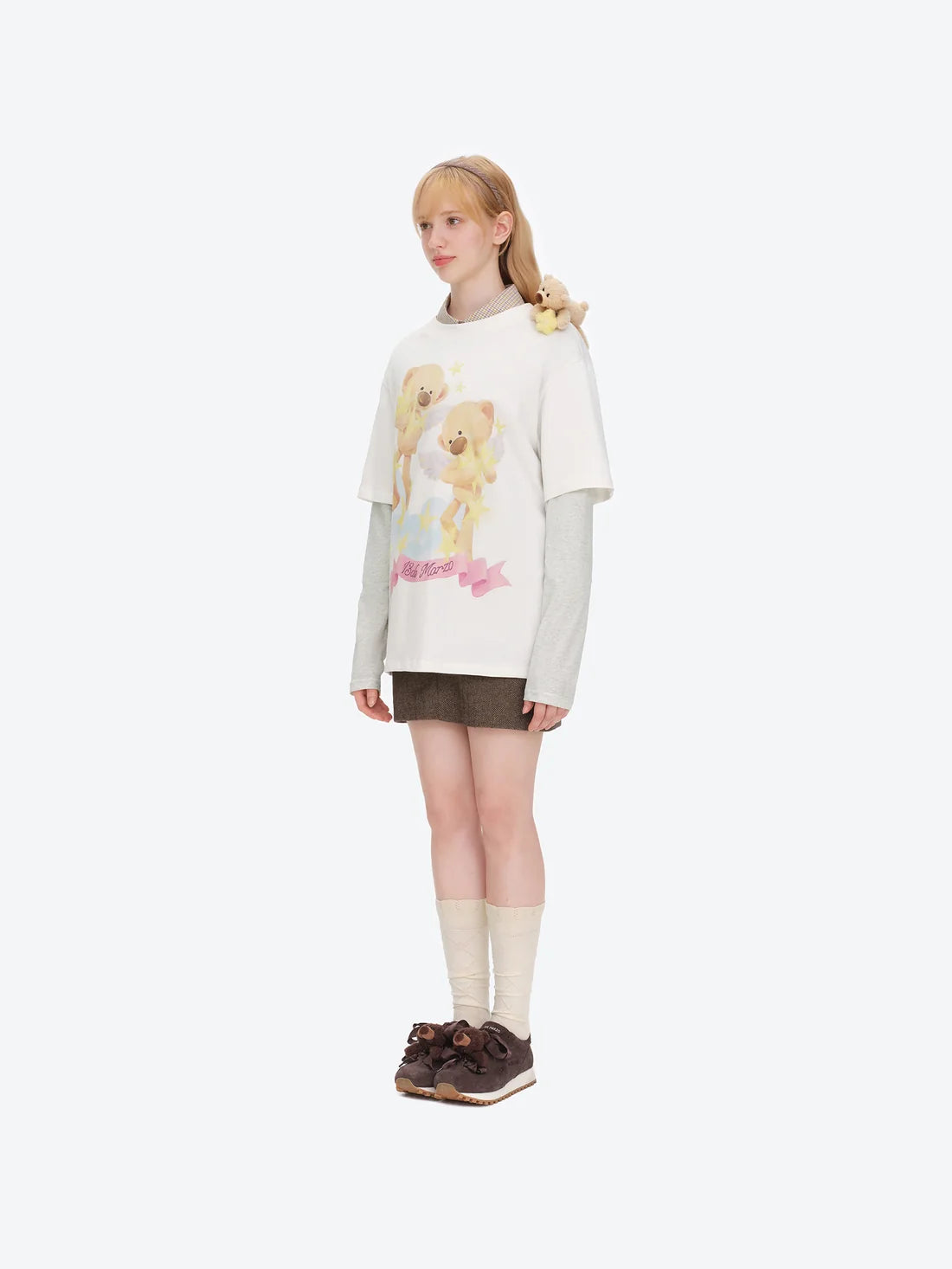13DE MARZO Luminous Bear Sketch T-shirt White