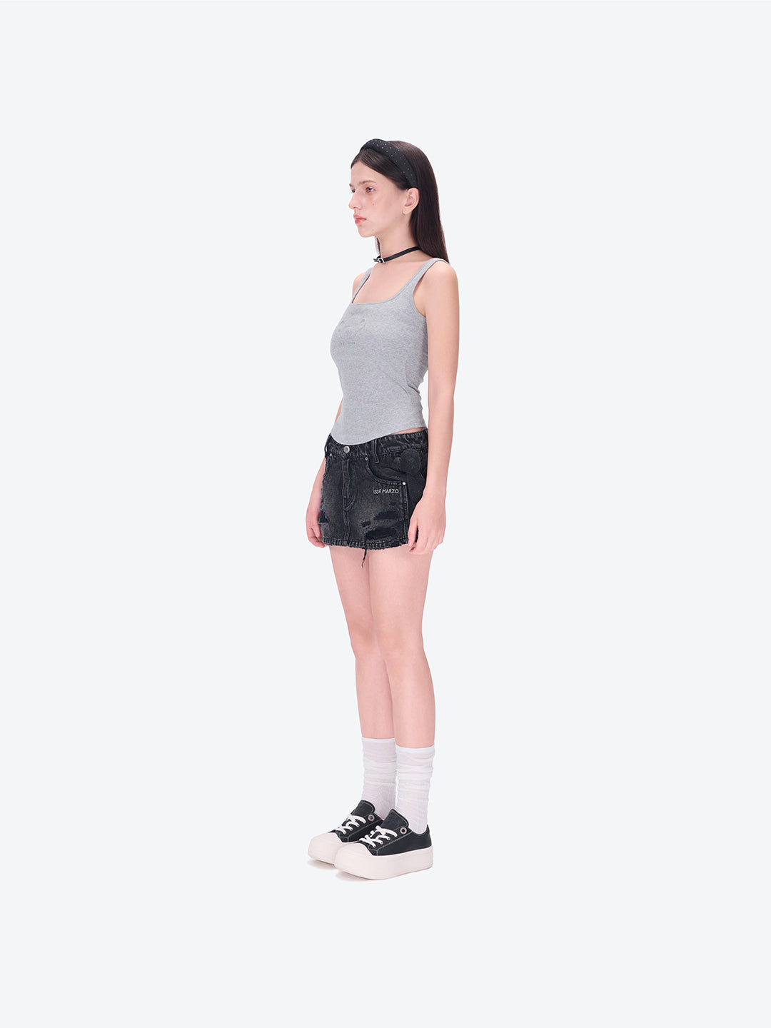 13DE MARZO Bear Logo Tank Top Dark Grey