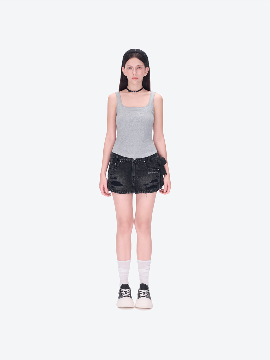 13DE MARZO Bear Logo Tank Top Dark Grey