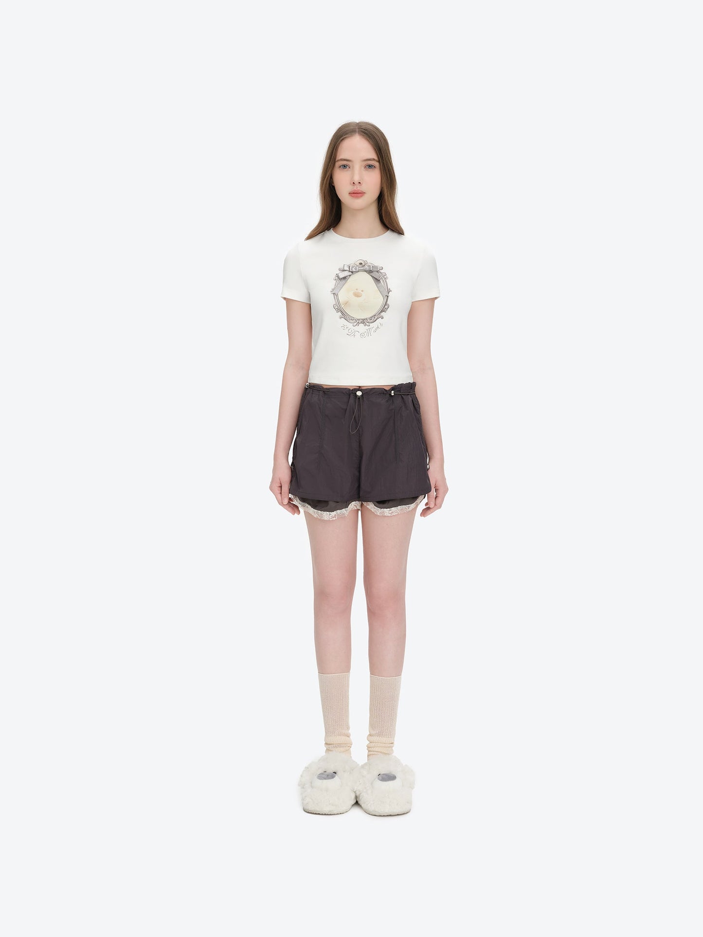 13DE MARZO Bear Magic Mirror Top White