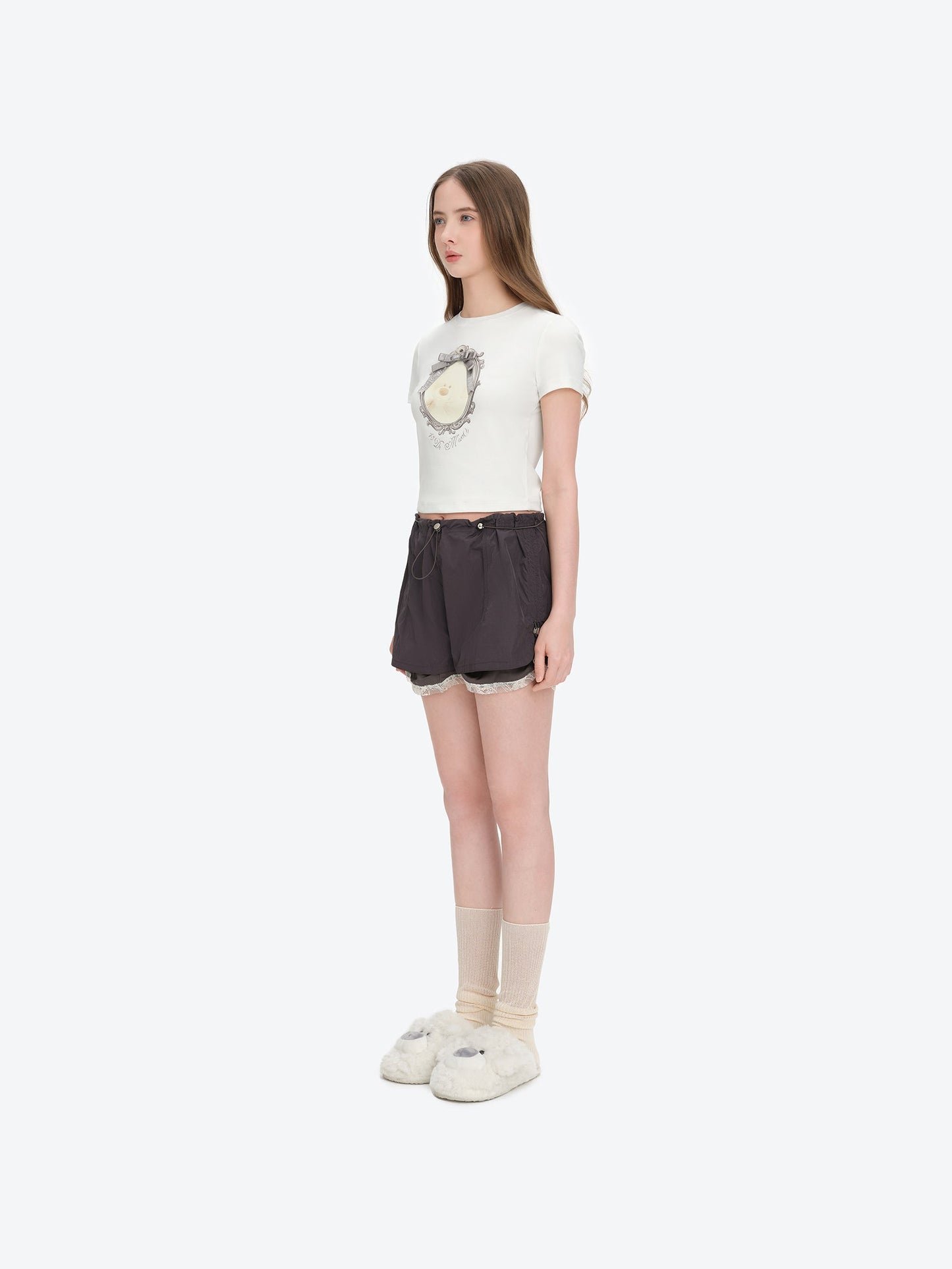 13DE MARZO Bear Magic Mirror Top White