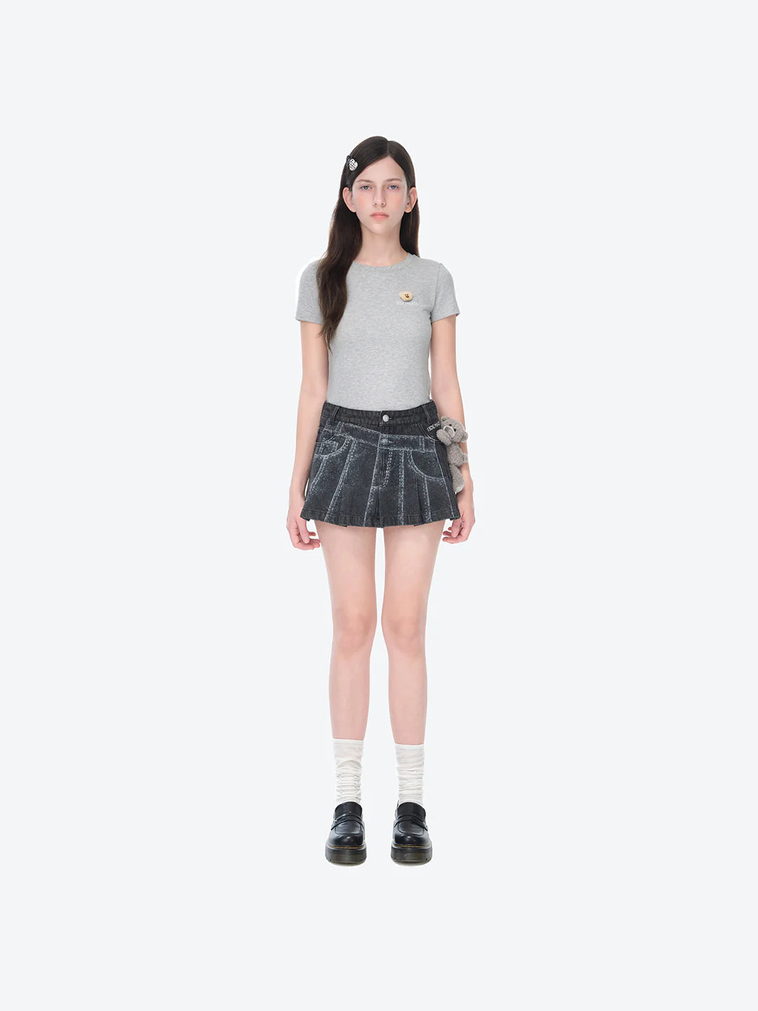 13DE MARZO Misposition Printing Denim Dress Black