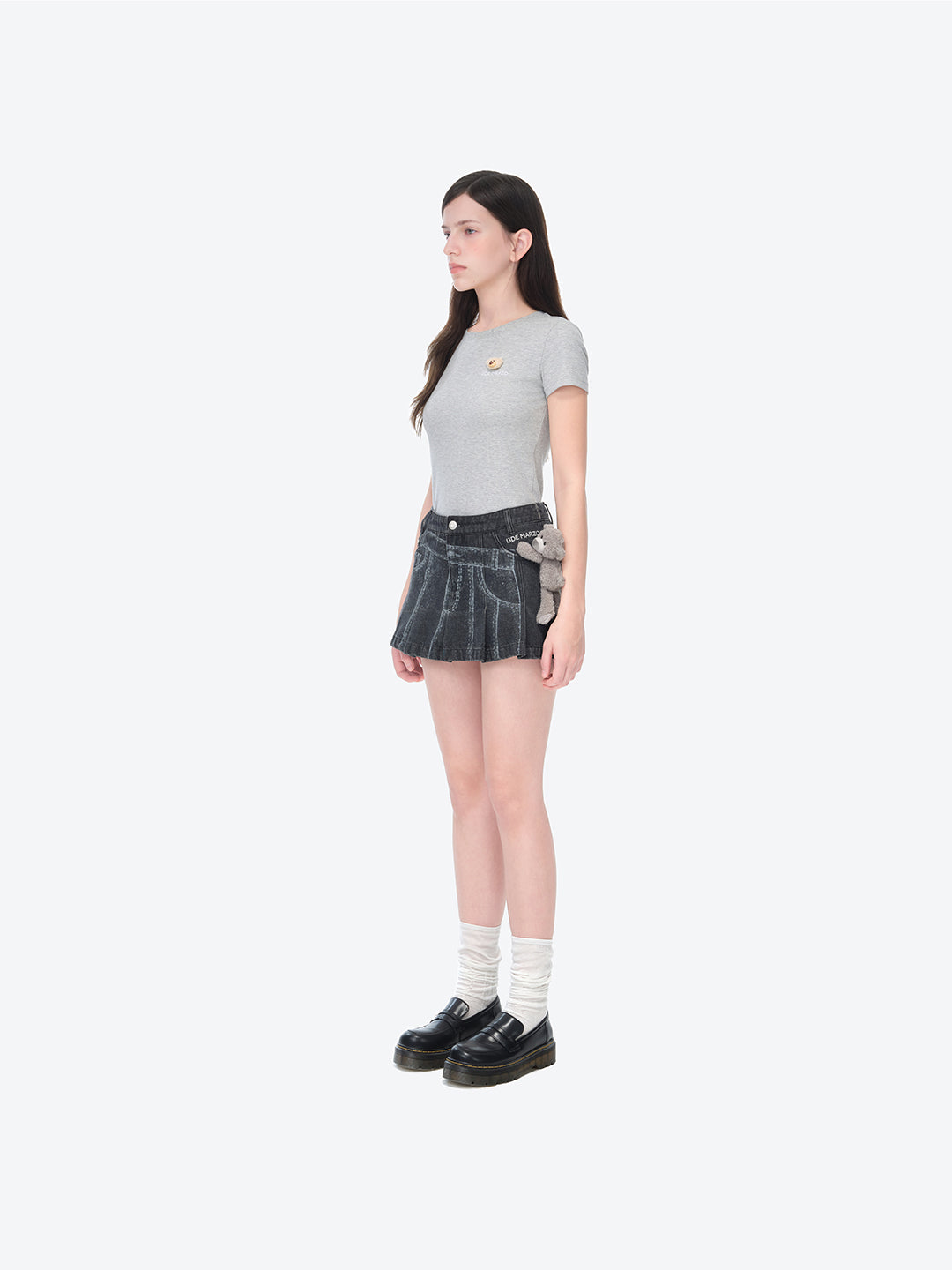 13DE MARZO Misposition Printing Denim Dress Black
