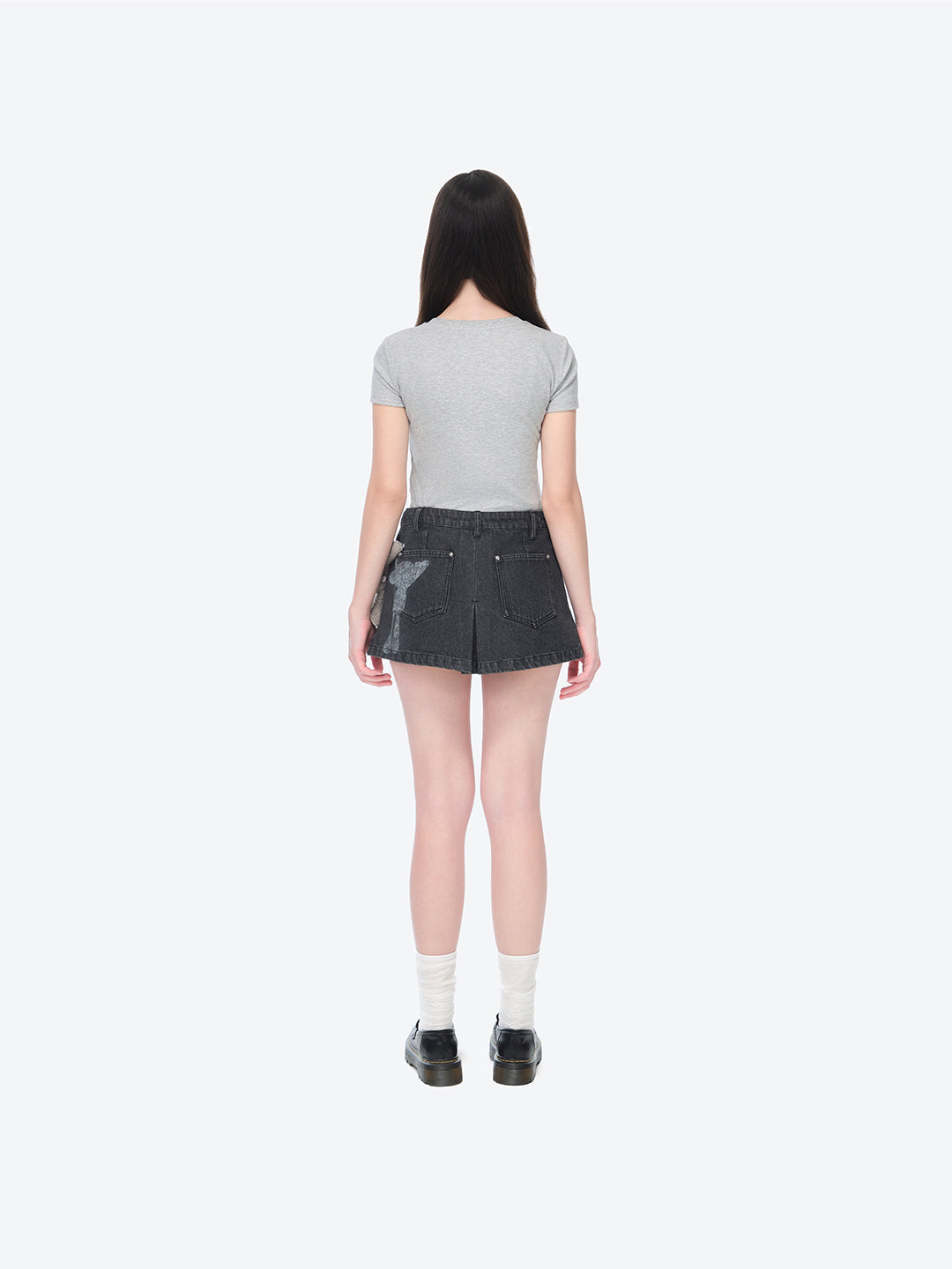 13DE MARZO Misposition Printing Denim Dress Black