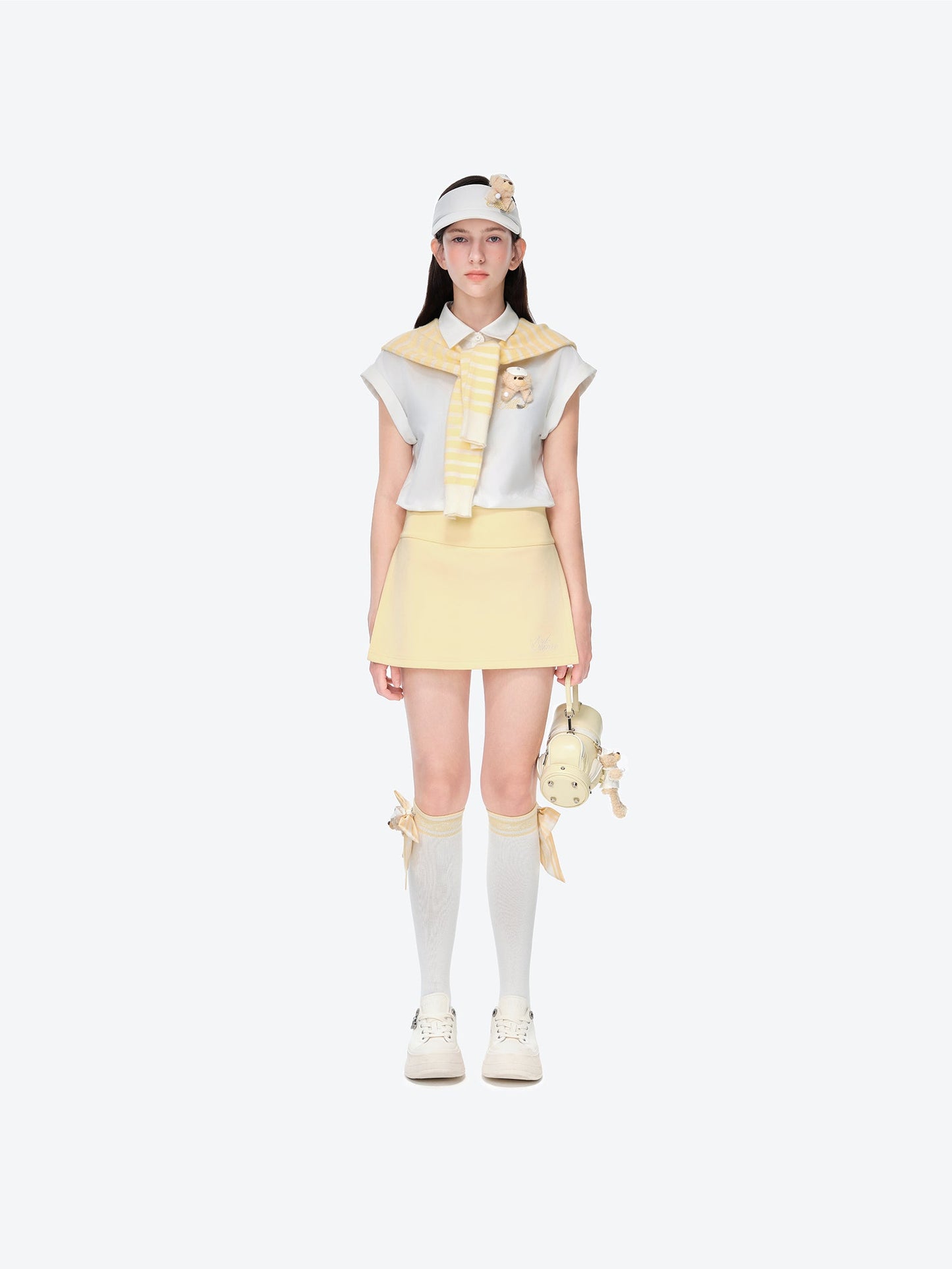 13DE MARZO Golf Shirt Two-Piece Set Yellow