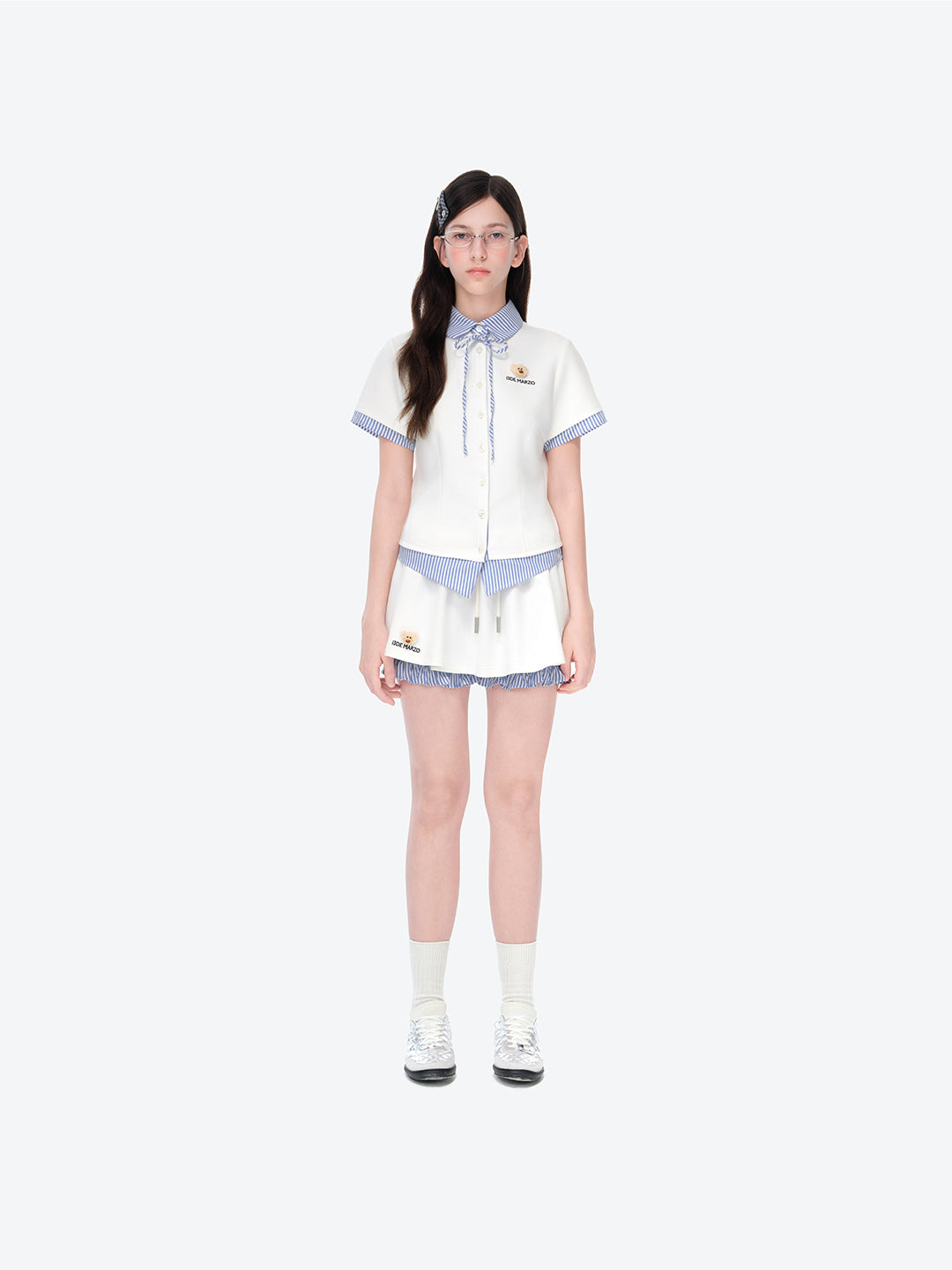 13DE MARZO Lines Bear Dress White