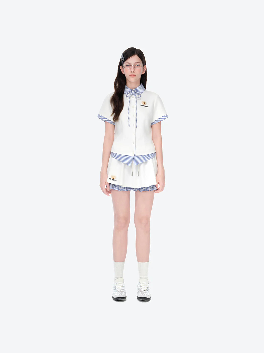 13DE MARZO Lines Bear Tight Shirt White