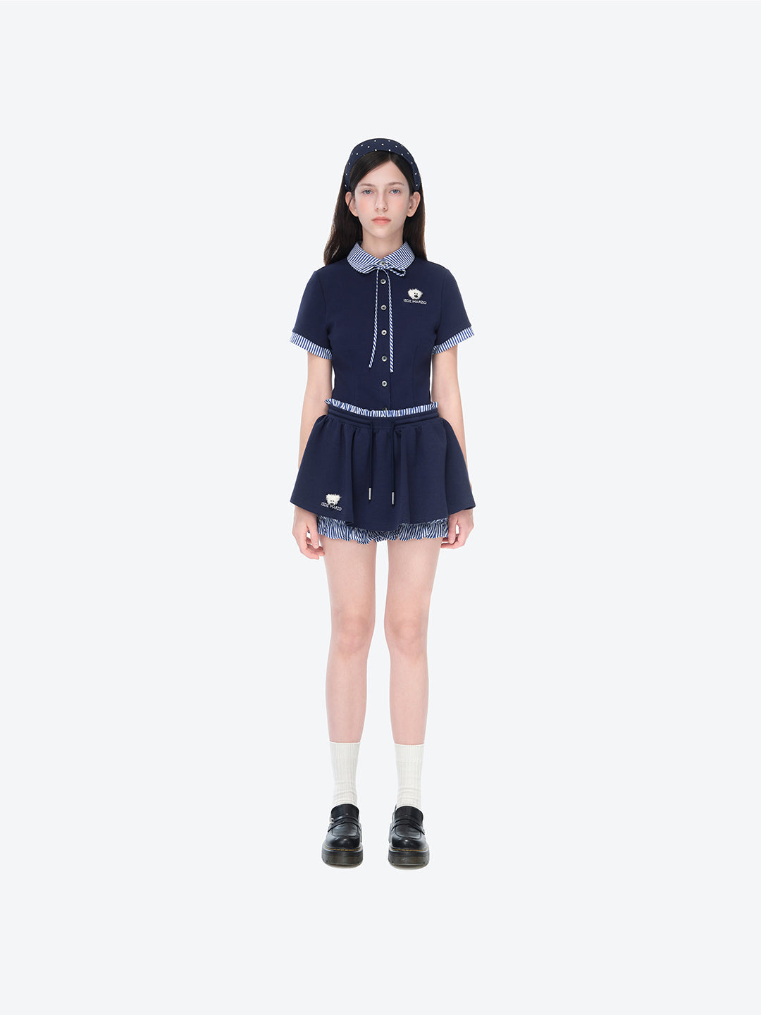 13DE MARZO Lines Bear Dress Navy Blue