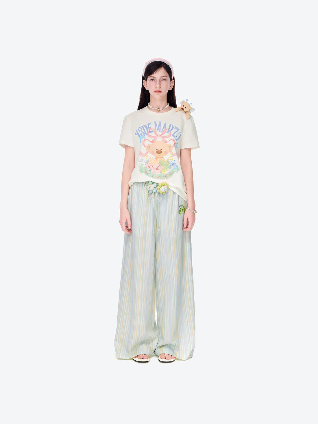 13DE MARZO Floral Lines Trousers