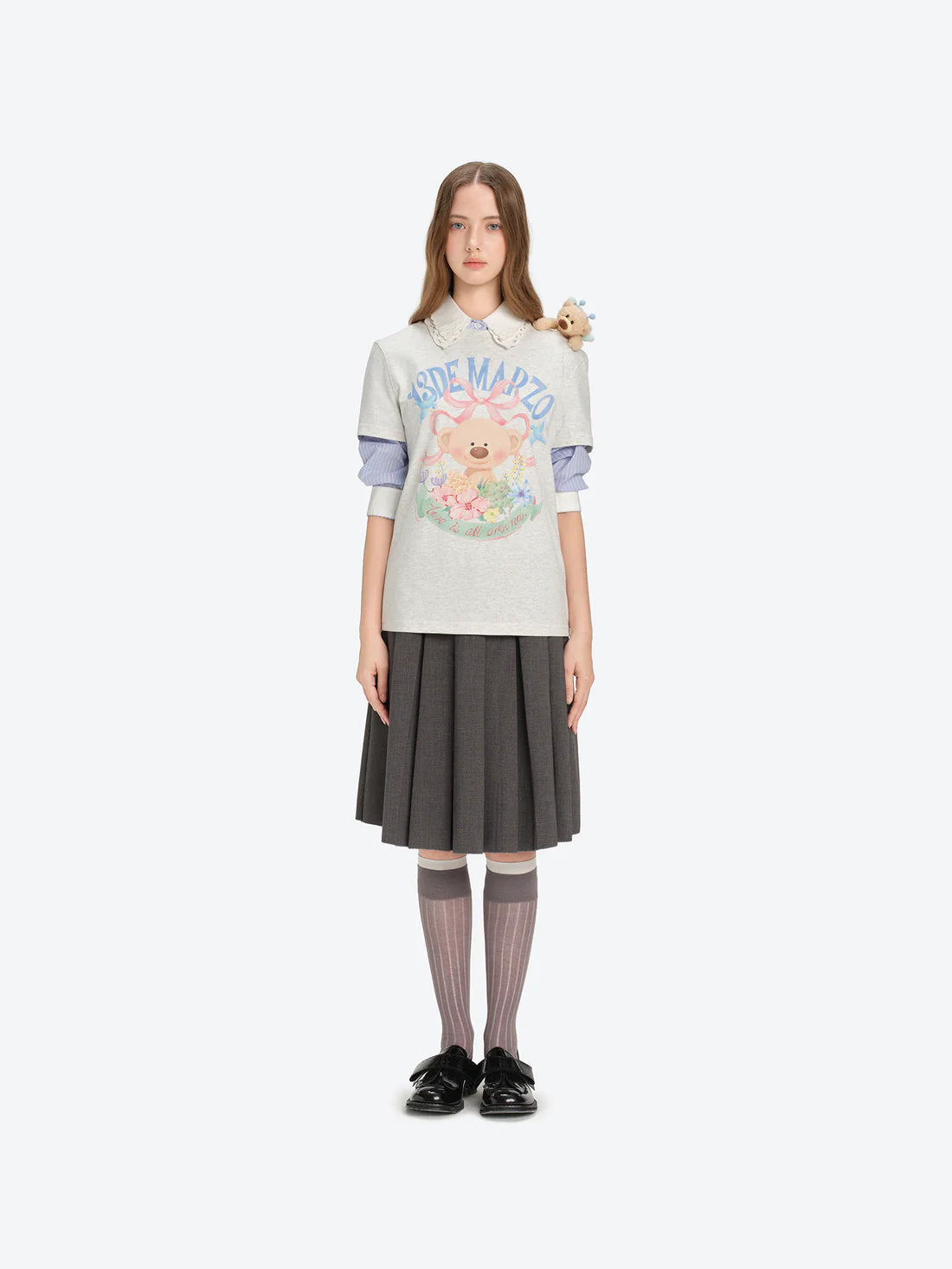 13DE MARZO Floral Bear Illustration T-Shirt