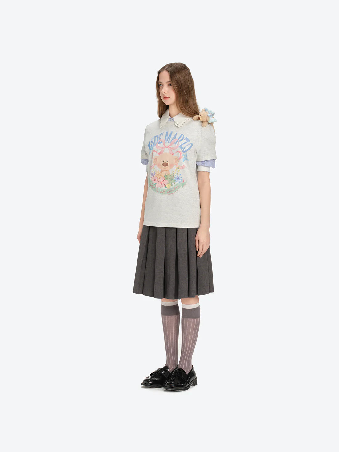 13DE MARZO Floral Bear Illustration T-Shirt