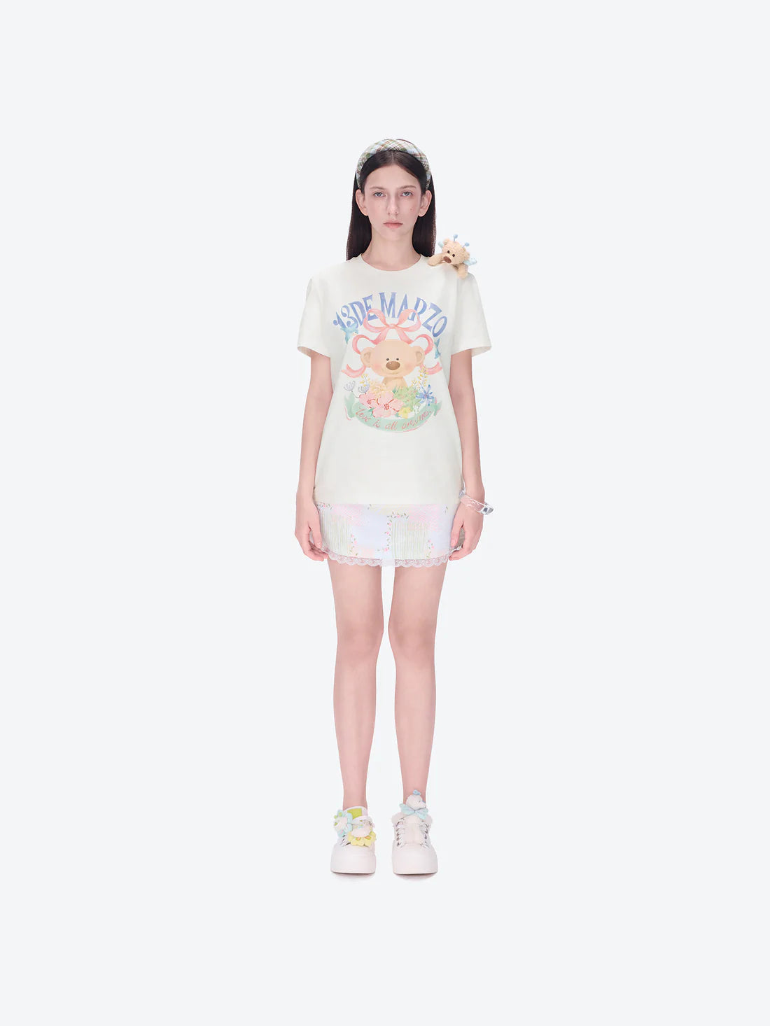 13DE MARZO Floral Bear Illustration T-Shirt