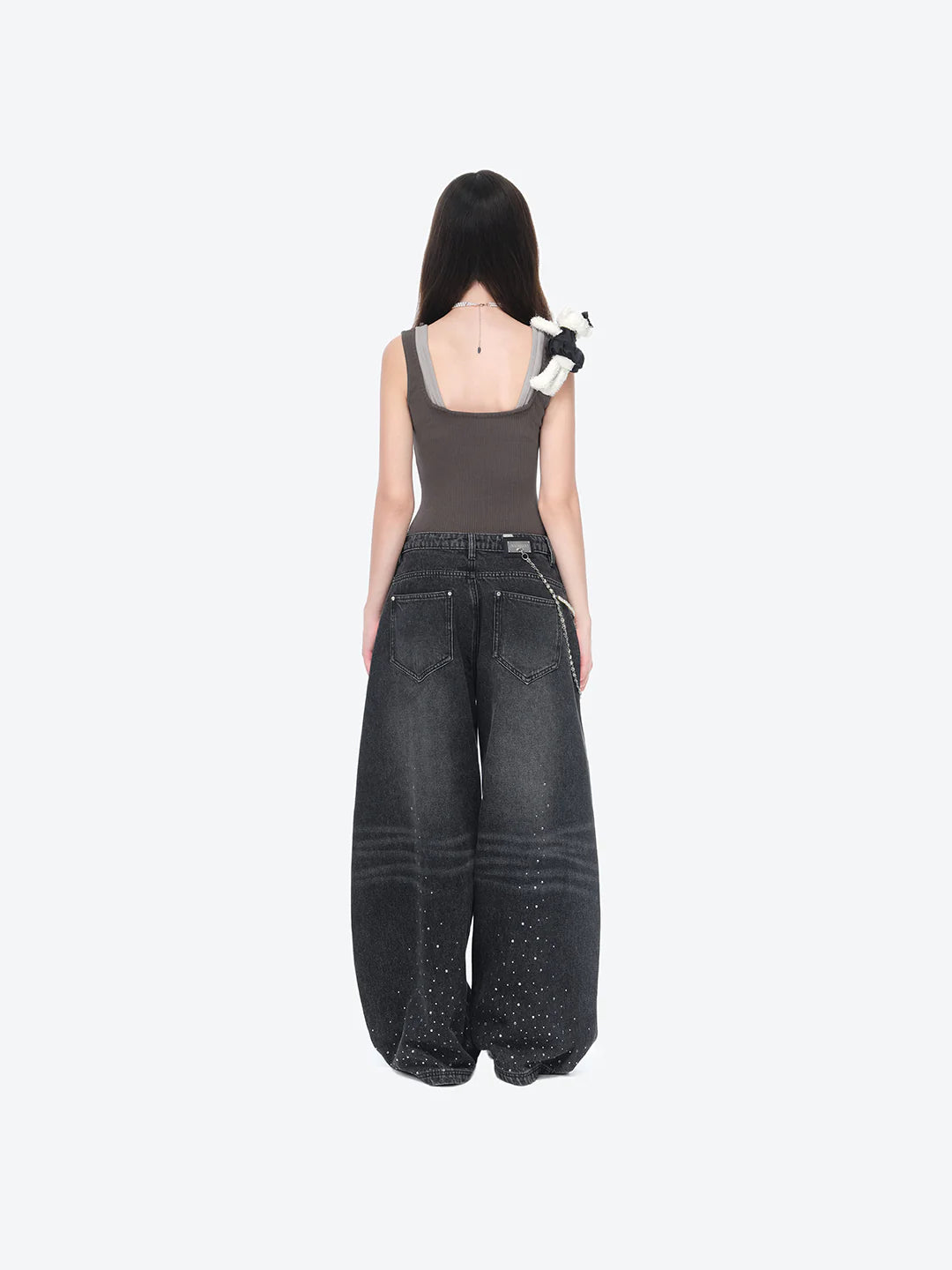 13DE MARZO Faux Gem Vest Dark Grey