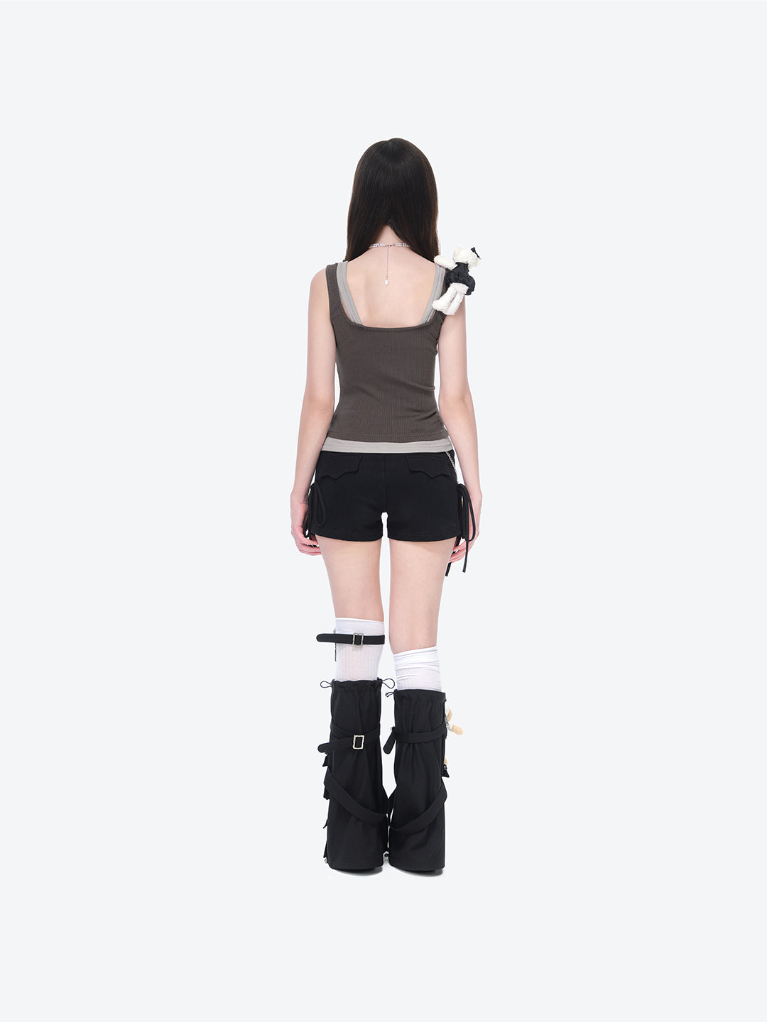 13DE MARZO V-Waist Sheriff Bear Jorts Black