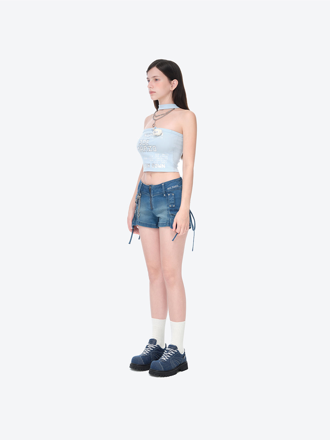 13DE MARZO V-Waist Sheriff Bear Jorts Navy Blue