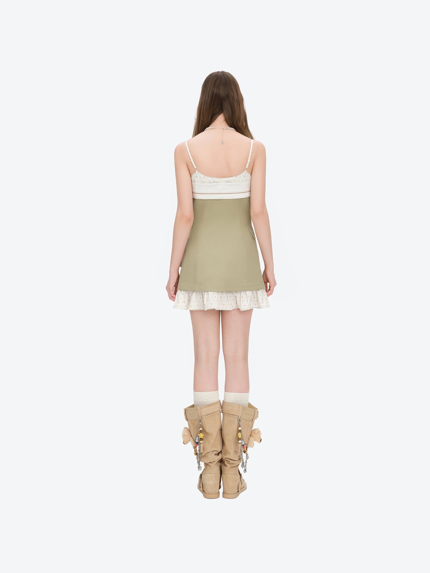13DE MARZO Two-piece Style Blazer with Badge Dress Khaki
