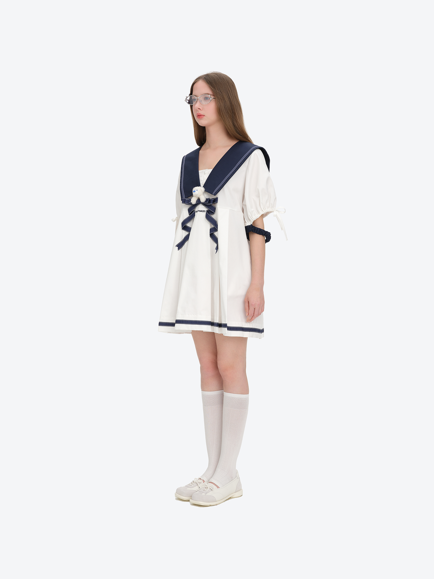 13DE MARZO Nautical Style Pleated Dress
