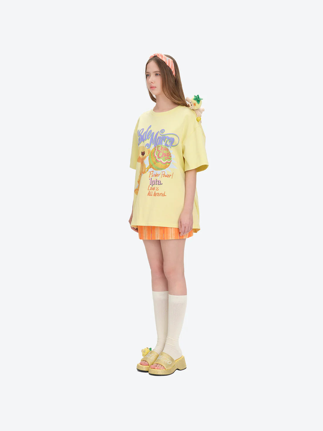 13DE MARZO Bear Graphic Lollipop Tee Yellow
