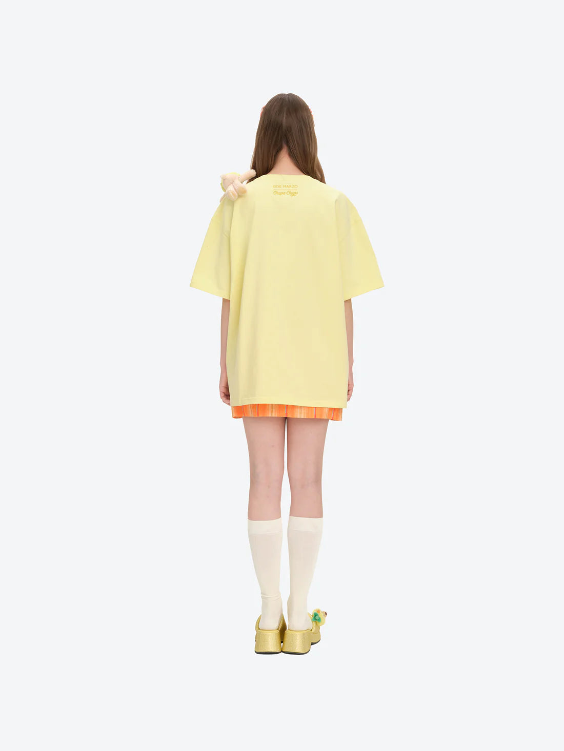 13DE MARZO Bear Graphic Lollipop Tee Yellow