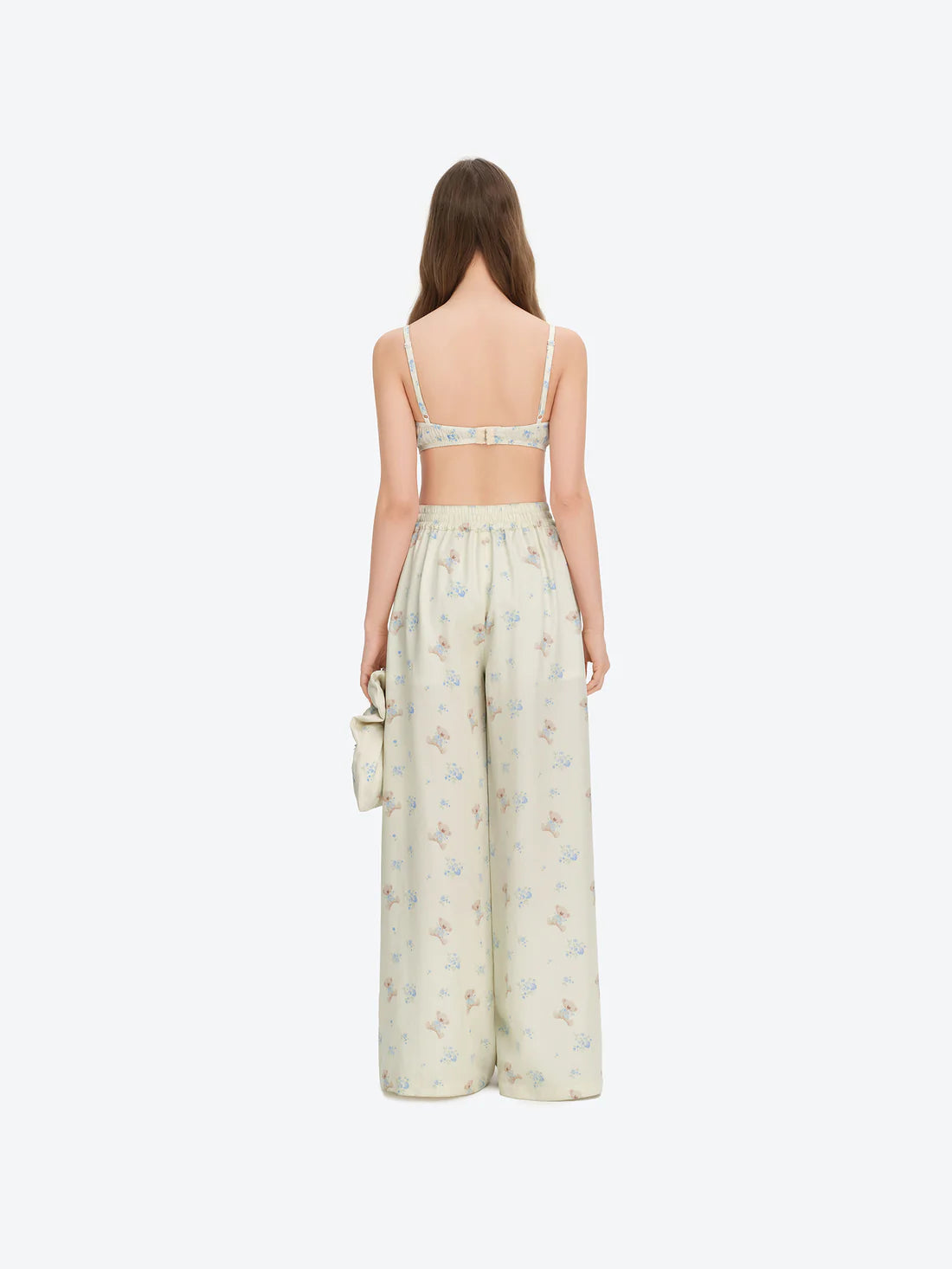 13DE MARZO All-Over Floral Print Loose Pants Beige