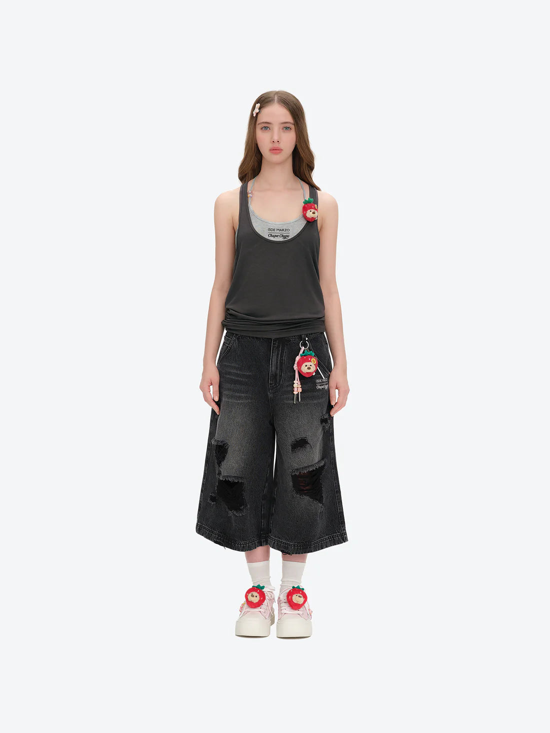 13DE MARZO Lollipop Cami Top Set Dark Grey